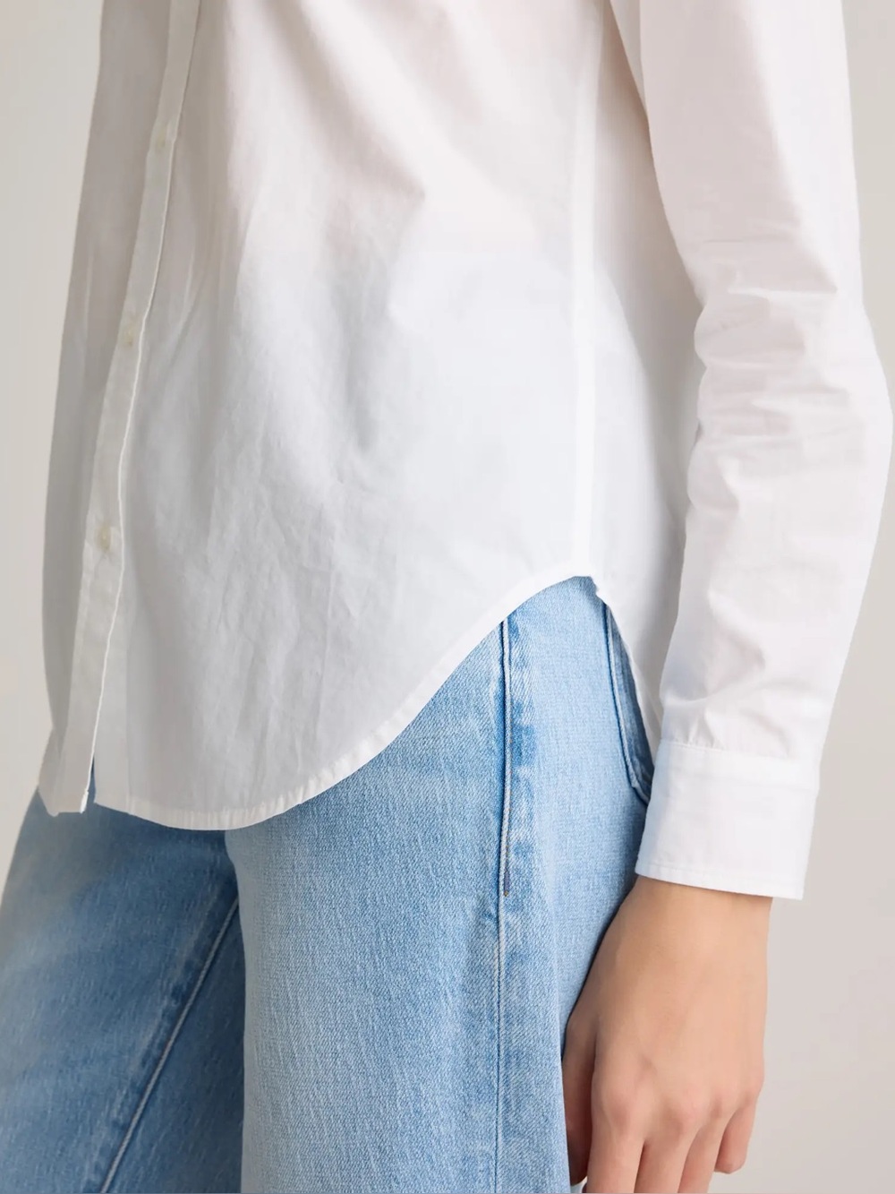 100% Organic Cotton Poplin Long Sleeve Shirt White Large - Picture 12 of 13